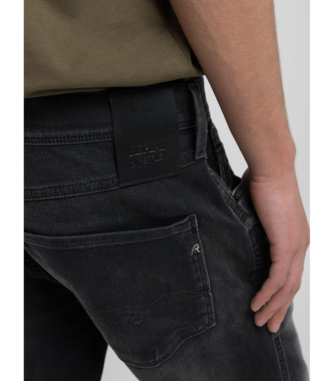 スリム ANBASS Hyperflex Re-used スーパーストレッチデニム 詳細画像 ブラック 7